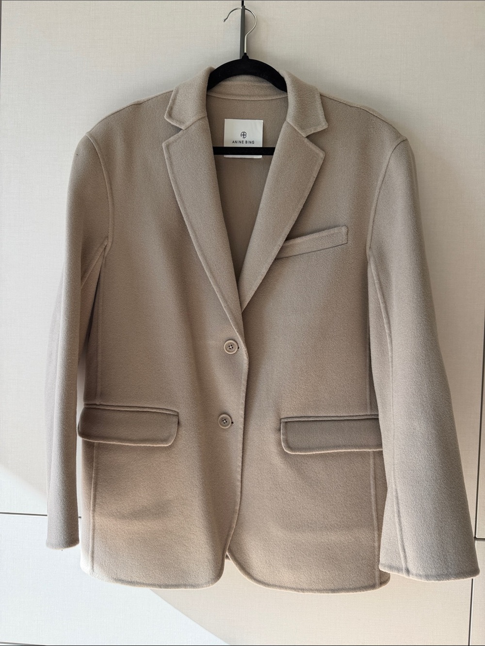 Anine Bing Quinn Blazer Taupe Cashmere blend